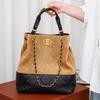 Chic Retro Suede Diamond Pattern Leather Tote Bag for Women