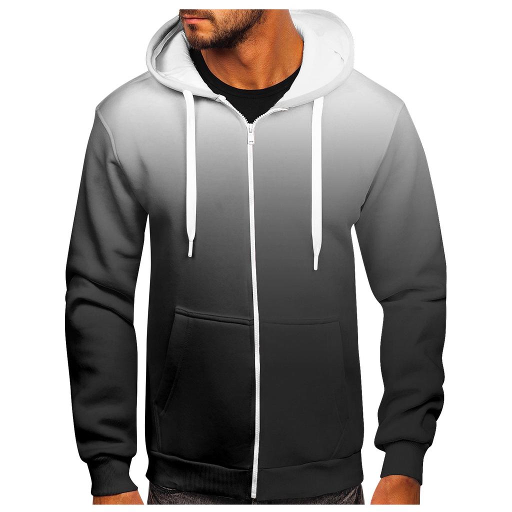 Мужской свитер на молнии, пальто, модный свитер с капюшоном и принтом