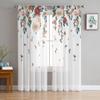 Plants Flowers White Sheer Curtains for Living Room Decoration Window Curtains for Kitchen Tulle Voile Organza Curtains