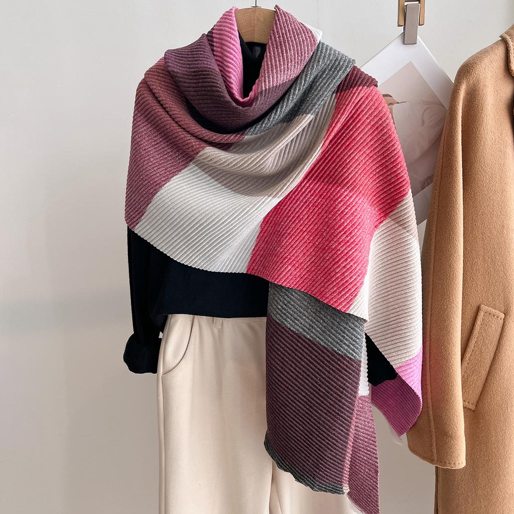 Women Winter Cashmere Scarf Stripe Pashmina Luxury Brand Shawls and Wraps Bufanda Hijab Travel Stoles Echarpe Warm Blanket
