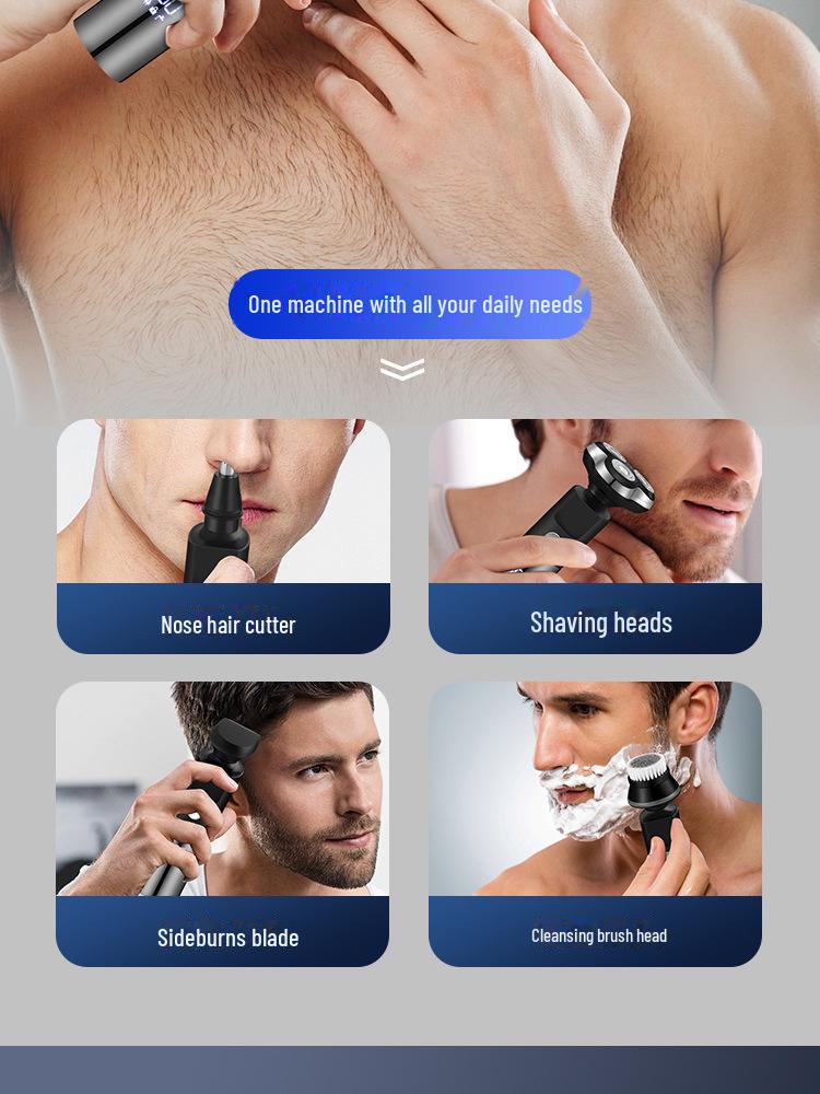 Cross-Border Men's Smart Electric Shaver: Floating Three-Blade Head, USB Rechargeable, Fully Washable.