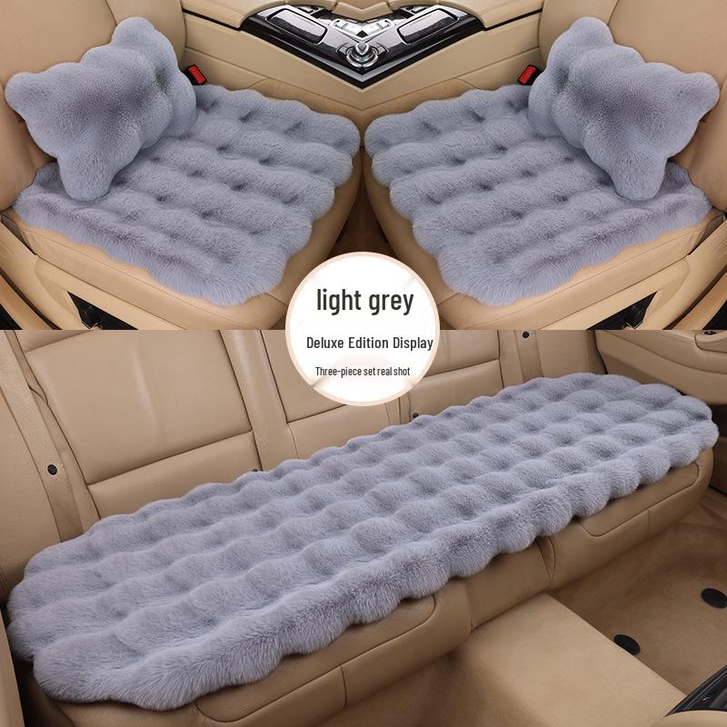 Зимний флисовый плюшевый чехол на сиденье автомобиля из кроличьего меха, комплект из 3 предметов