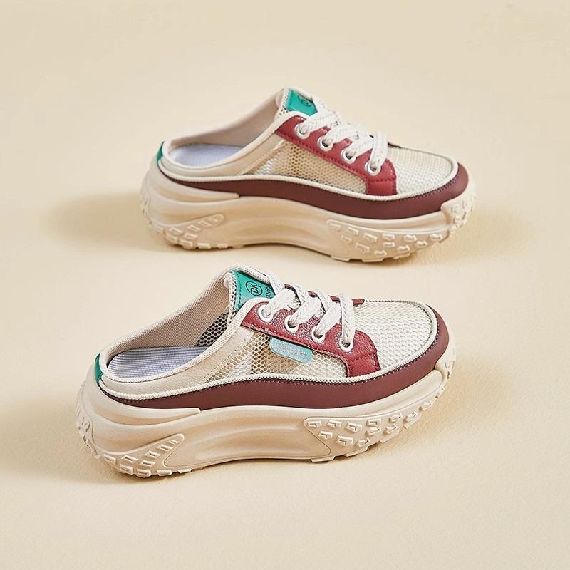 Outer slippers women's summer mesh breathable thick-soled versatile lazy shoes drag a pedal bag head half slippers casual sandals