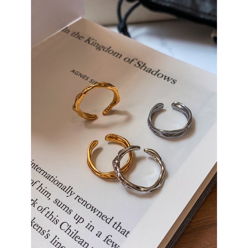 Irregular Liquid Metal Rings for Women, Light Luxury, High-End Feel, Gold and Silver Color, Middle Finger and Index Finger Rings, Niche Design