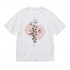 Women's Plus Size Classic T-Shirt Pink Circle Black Floral Botanical Cotton Tee