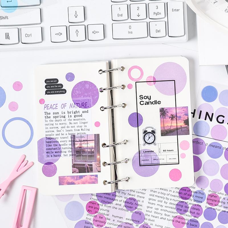 Multi Color Dot Stickers 6pcs/pack, Removable Self-Adhesive Round Tags PET Stickers Waterproof, Decoration Stickers