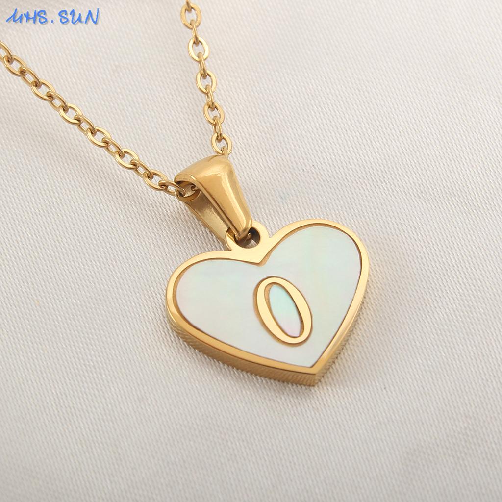 MHS.SUN Stainless Steel Heart Initial Necklace for Women Girls Gold Plated A-Z 26 Letter Pendant Choker Jewelry Birthday Gifts