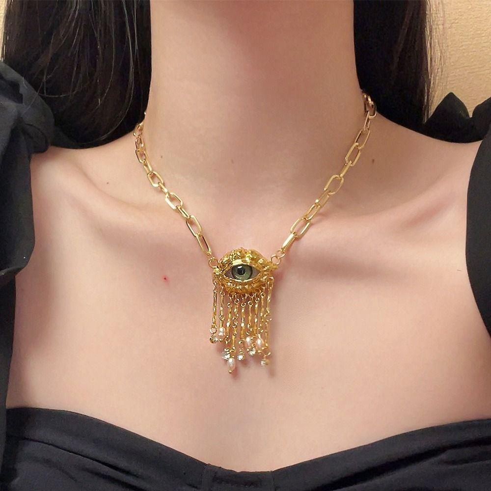 Ожерелье с кисточками «Глаза демона» Винтажное женское ожерелье с подвеской «Глаз дьявола» Подарки для вечеринок