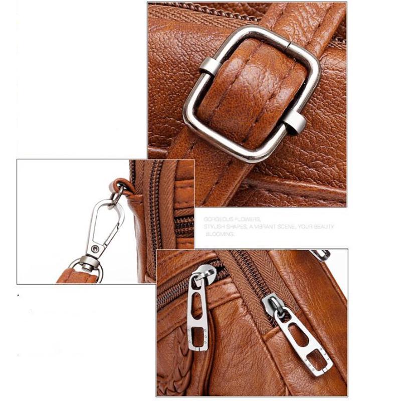Yogodlns Vintage Soft Leather Crossbody Bags Rivet PU Women Messenger Shoulder Bag Small Female Handbags Phone Purses Black and Brown