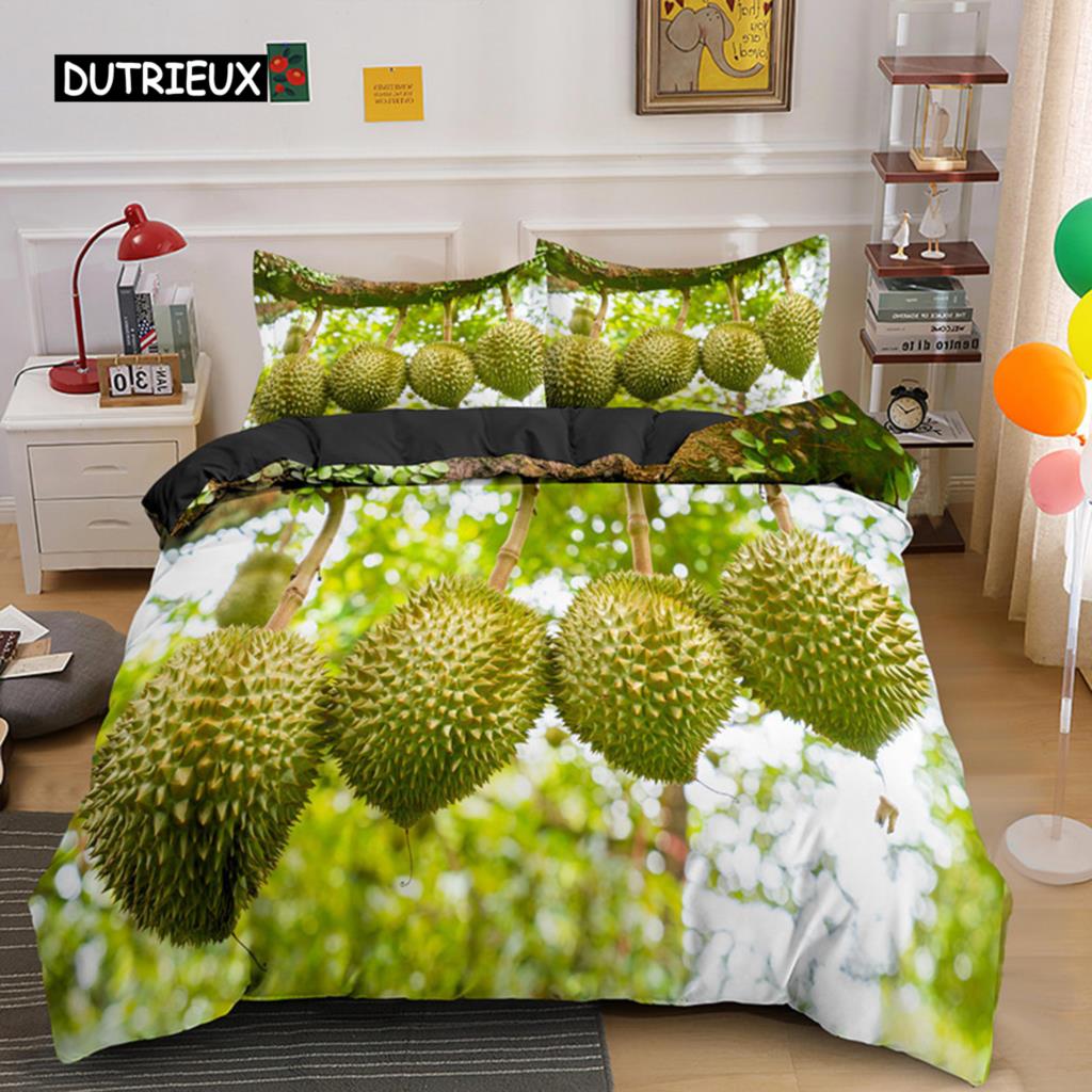 Тропические фрукты дуриан пододеяльник микрофибра комплект постельного белья 3D принт пододеяльник с наволочками король для подростков взрослый спальня декор