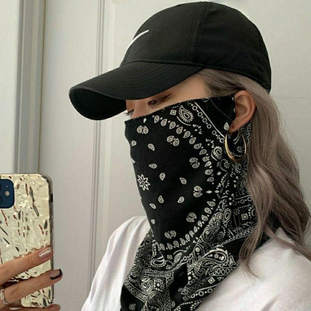 Hanging Ears Sun Protection Face Cover Solid Color Face Gini Mask Thin Summer Ice Silk Mask Summer