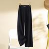Women's High-Waist Black Wide-Leg Pants: Spring/Autumn 2025 - Slim, Draped, Casual Straight Suit Style
