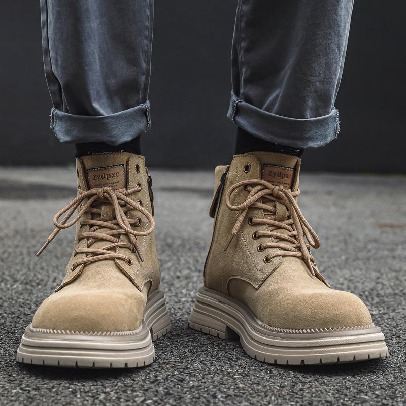 Ботинки Мартин Мужские Зимние Британские Челси Мужские Ботинки Флисовые Ботинки с Высоким Голенищем Трендовые Универсальные Ботинки 81589-J