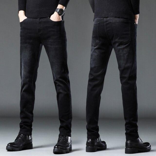 Брендовые мужские джинсы Slim Fit Узкие серые черные эластичные джинсовые брюки Повседневная дизайнерская мужская одежда Брюки Джинсы высокого качества для мужчин 