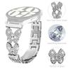 For Honor Watch Magic Band Butterfly Rhinestones Decor Silver Alloy Metal Watch Strap