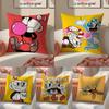 Cute CupHead And MugMan Square Pillow Cover, Sofa and Chair Cushion Cover, Room Home Decoration