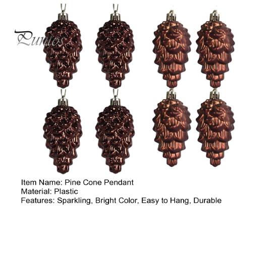 8 шт., подвески из сосновой шишки с ремешком, сверкающие яркие цвета, небьющиеся украшения для рождественской елки, реквизит для фотографий