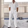 Summer Men's Commuter Suit Casual Button Shirt and Short Sleeve Pants Two-piece Set for Men