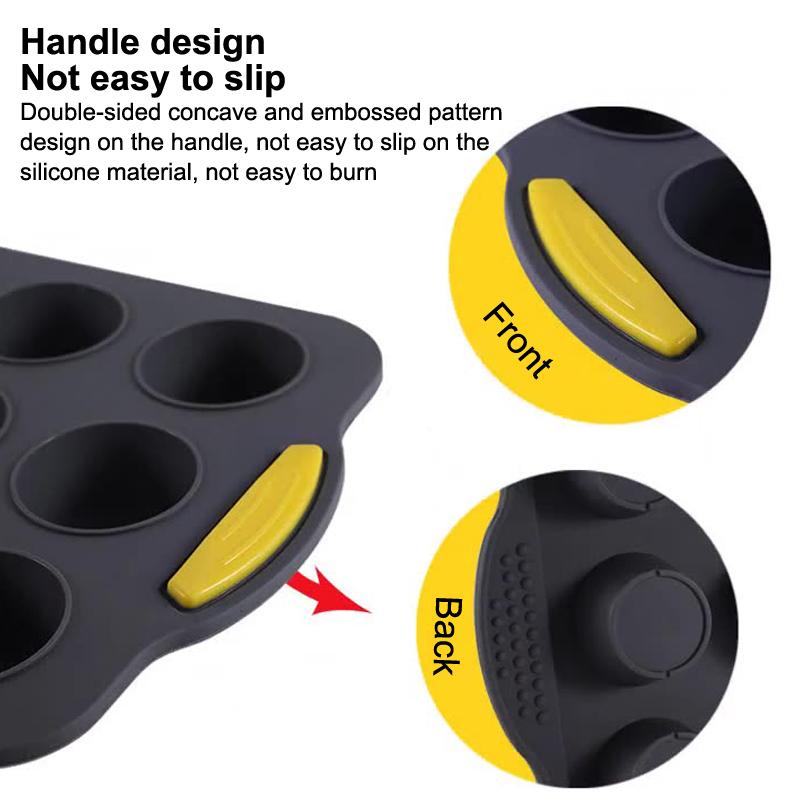 Силиконовая форма для маффинов на 12 ячеек, круглые формы для кексов с антипригарным покрытием и ручками, противень для выпечки маффинов, пирожных