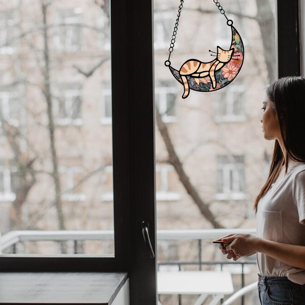 Moon Sleeping Cat , Handmade Sun , Cat Memorial Gift, Moon Sleeping Cat