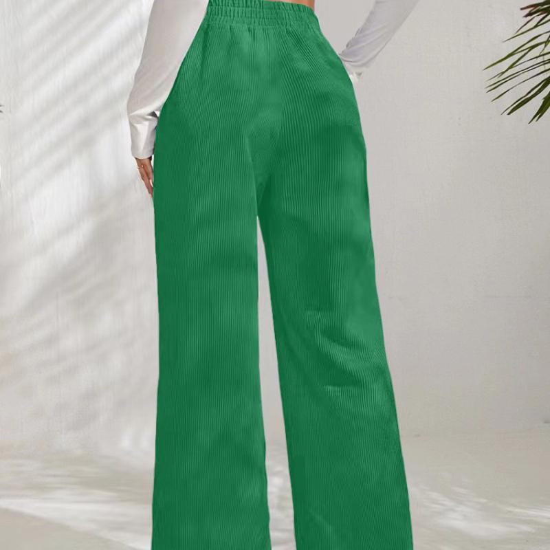 Модные осенние свободные брюки с разрезами, женские однотонные брюки с карманами и высокой талией, повседневные прямые брюки с широкими штанинами