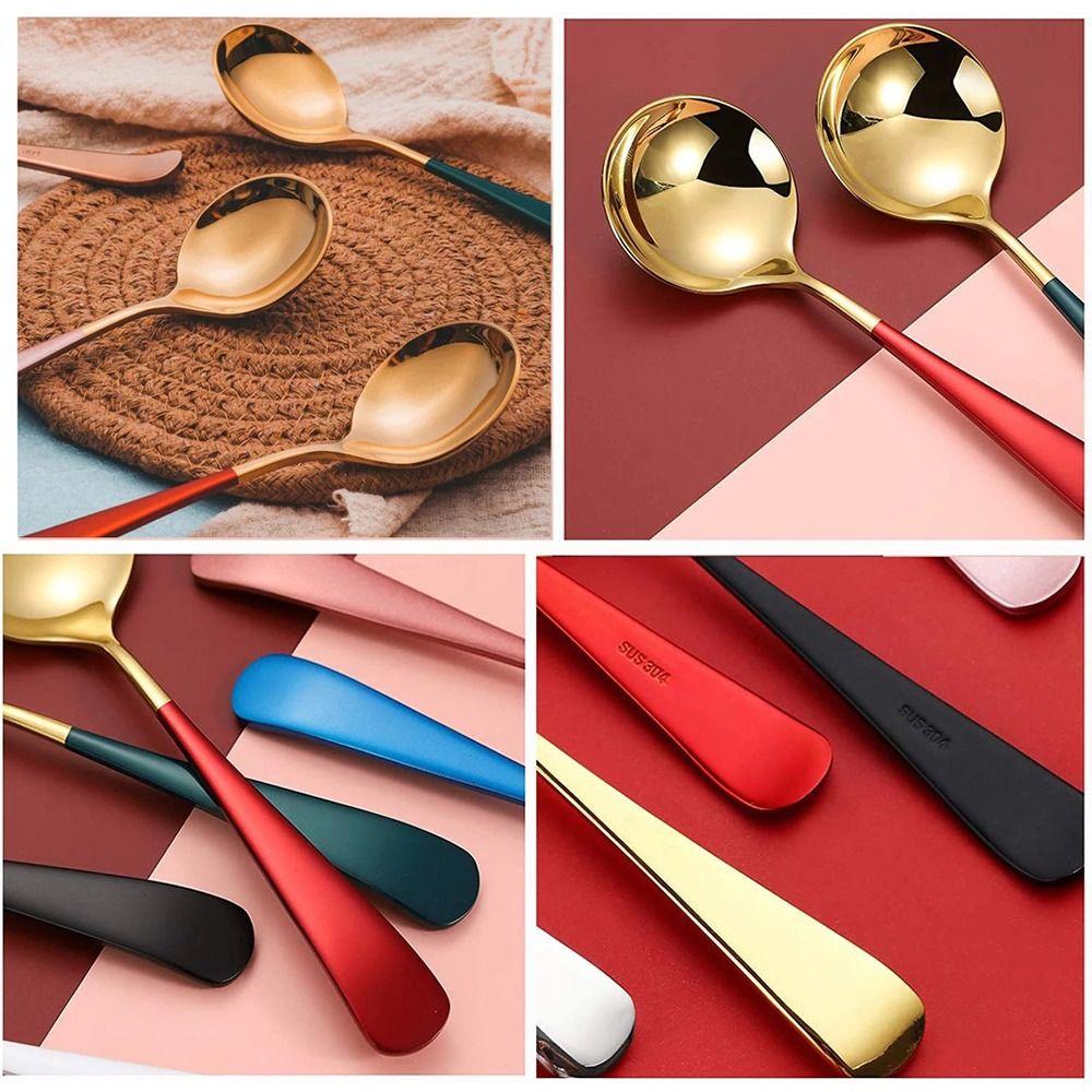 1 шт 17 см суповые ложки из нержавеющей стали кухонный инструмент круглая ложка для размешивания десерта кофе