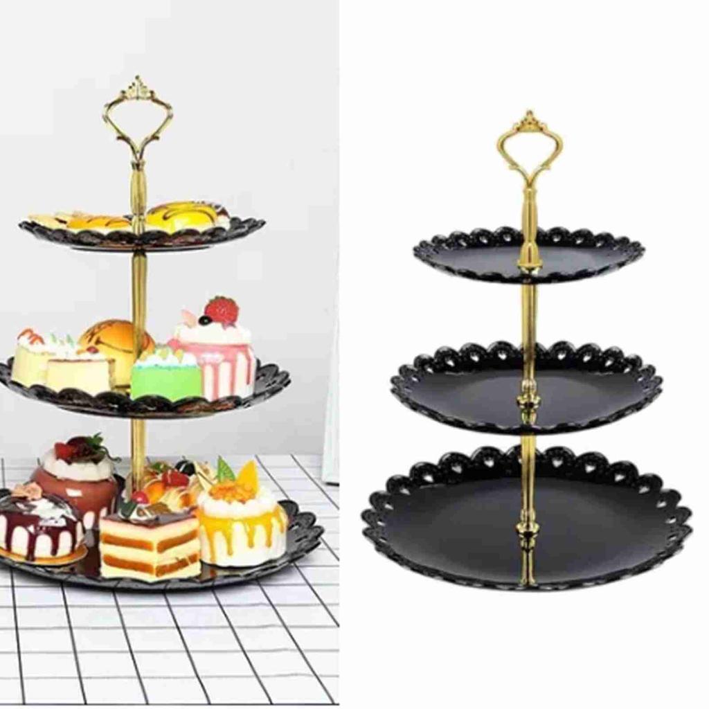 3-х уровневая подставка для десертного подноса, роскошная пластиковая фруктовая тарелка, стойка для торта для гостиной, свадьбы C