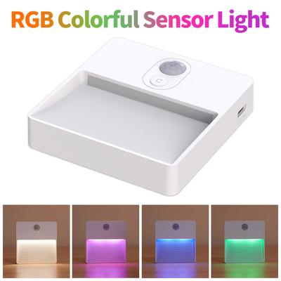 Светодиодный ночник с датчиком движения RGB Перезаряжаемый Беспроводной Светильник для шкафа для спальни, лестницы, прохода, кладовки, Индукционное освещение