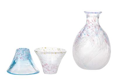 Стеклянный кубок Toyo Sasaki Lucky Cup Sakurafuji Sake Set Made in Japan Sake Cup Sake Glass Carafe Set Fuji Gift Present Present Respect to the Older Day