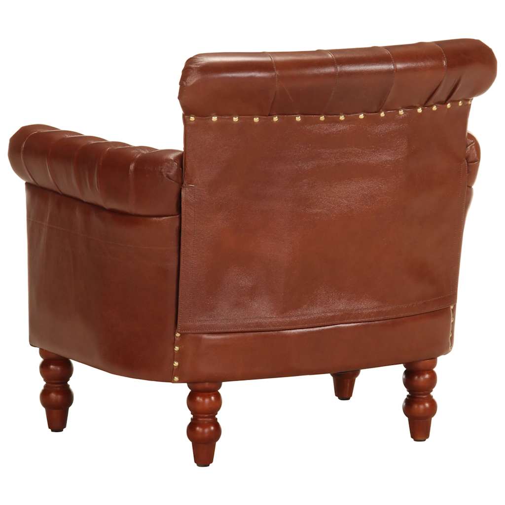 Armchair in Brown Genuine Goat Leather