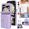 Crossbody Bag Cards Slots Fashion Leather Phone Case For Samsung Galaxy Z Flip 6 5 4 3 Z Flip6 Z Flip5 Z Flip4 Z Flip3 5G Long Lanyard Pocket Wallet