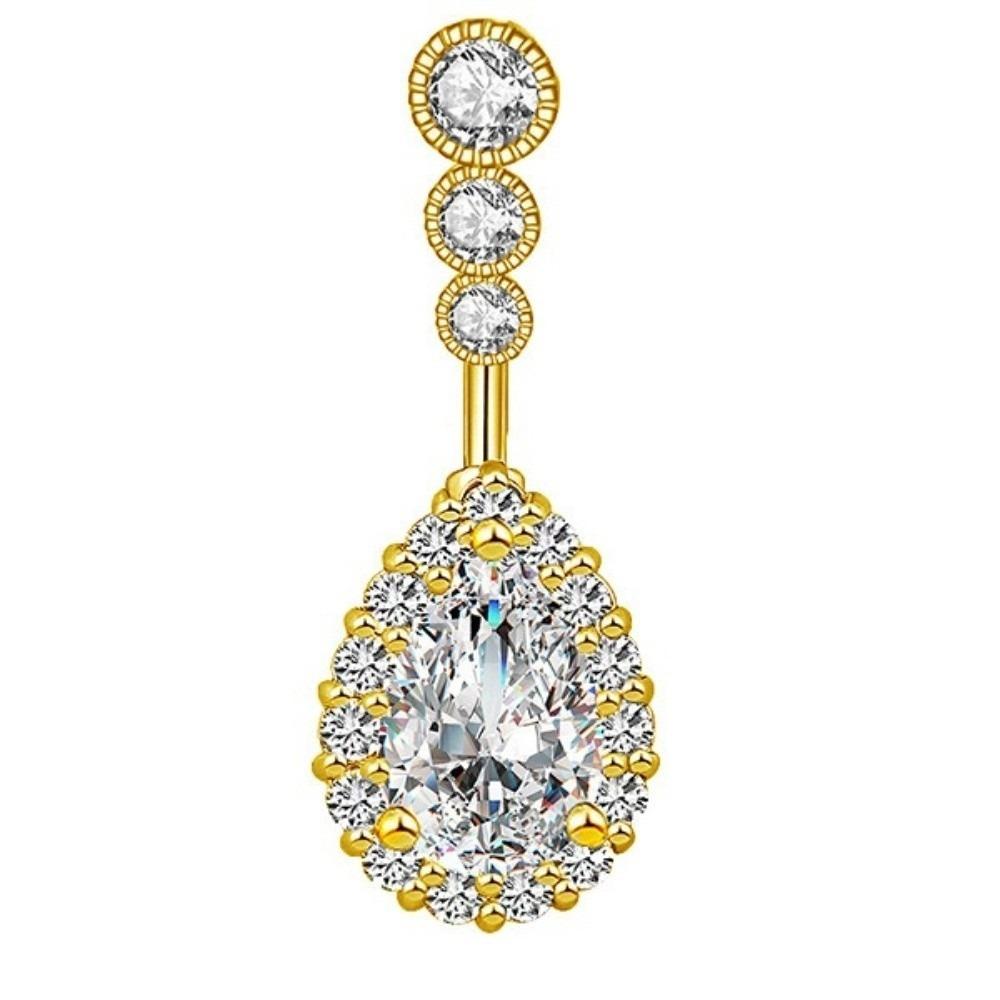 Stainless Steel Zircon Navel Ring Colorful Body Piercing Jewelry Fashion Belly Button Ring  Girl