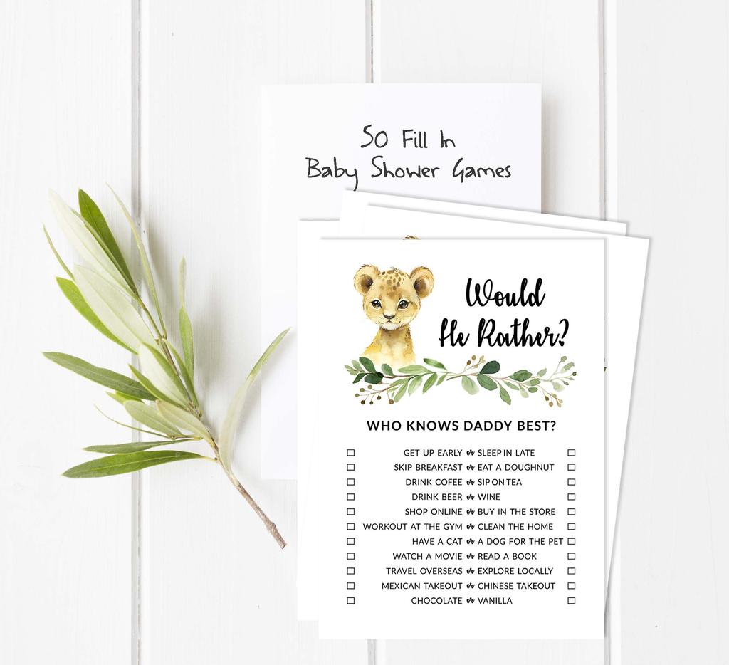 Inkdotpot Игровой набор для детского душа из 50 игр BabyA AlphabetA ABCA для вечеринки Baby Cheetah Jungle Animals