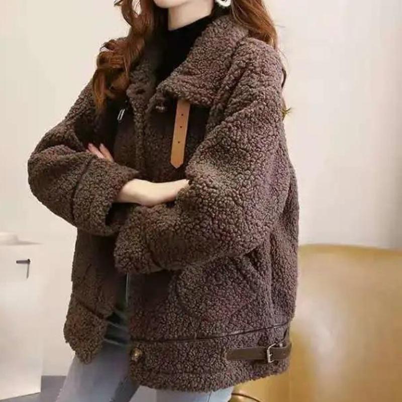 Женская зимняя куртка, женская шерстяная одежда, парки, свободная теплая верхняя одежда, утепленное пальто
