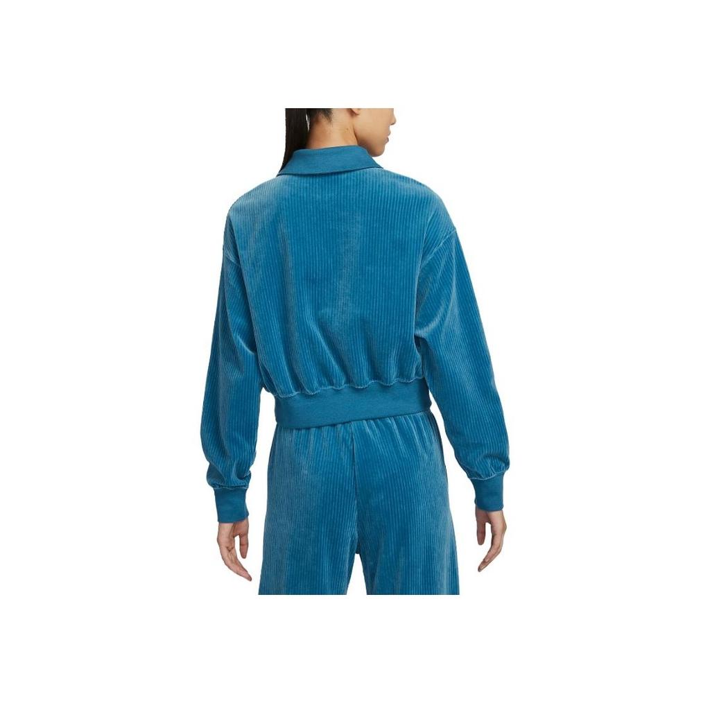 Nike Спортивная однотонная толстовка-поло с коротким рукавом, женская толстовка синего цвета DQ5939-457