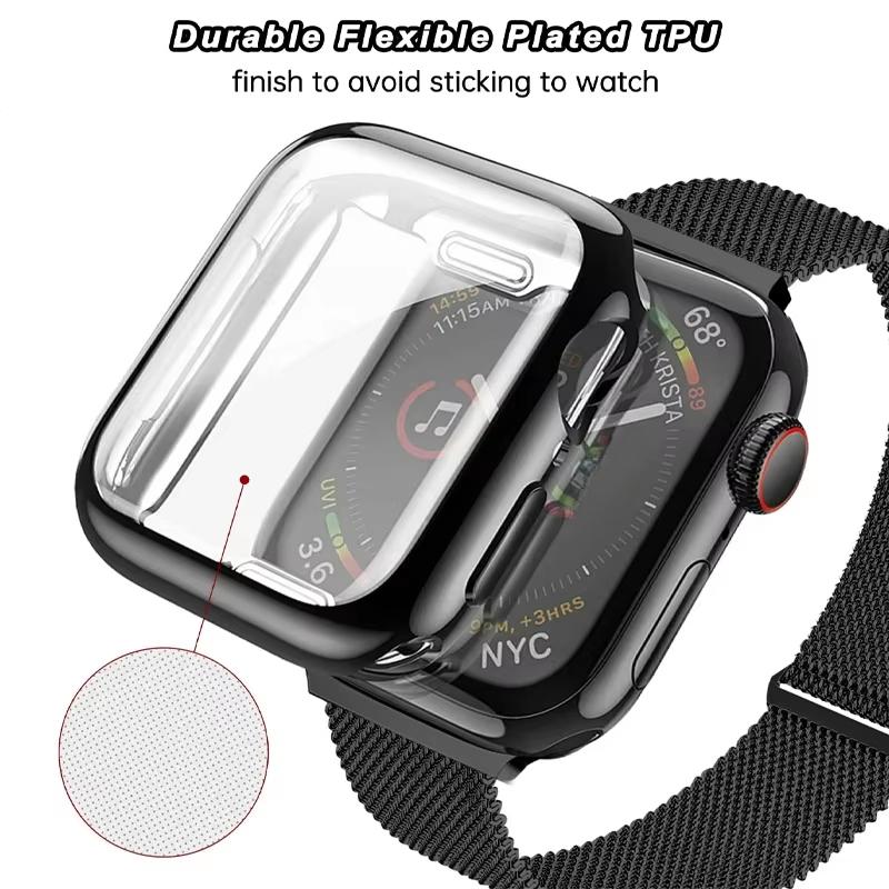 Миланский ремешок + Чехол для Apple Watch Band 46мм 42мм 49мм 40 44мм 41 45мм Защита экрана для Iwatch Ultra2 Серии 11 10 9 8 7 6 SE