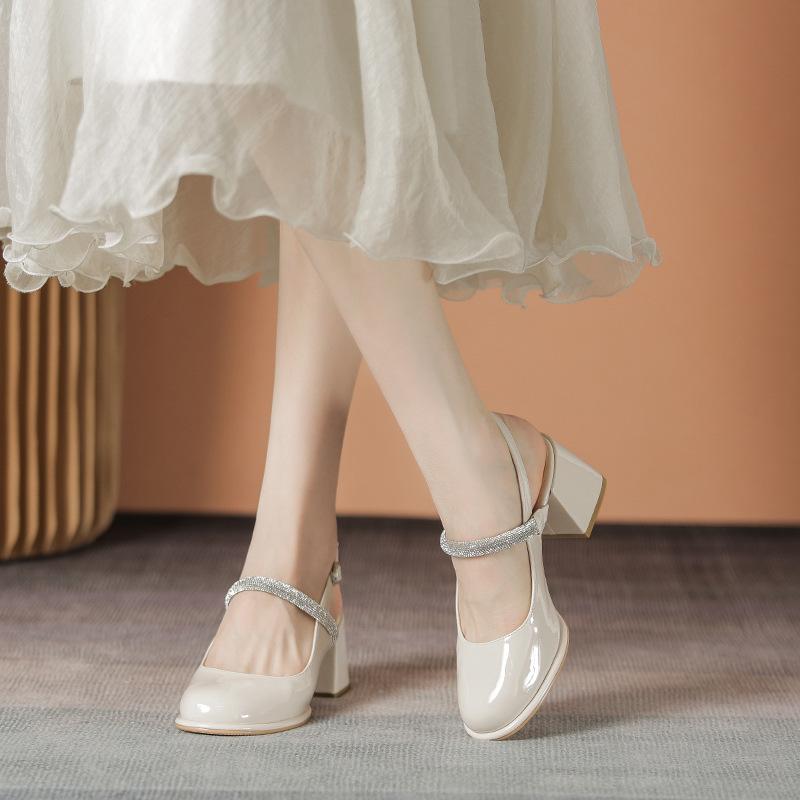 Leather flat for Huizhou women's shoes heels high heels sandals wear summer versatile new bag head slippers