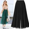 Women's Spring and Summer Plus Size Chiffon Pleated Beach Dress Trousers Loose Thin Temperament Wide Leg Trousers