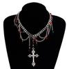 Готическое ожерелье с крестом, цепочка с имитацией жемчуга, многослойное ювелирное изделие из бисера, подарок