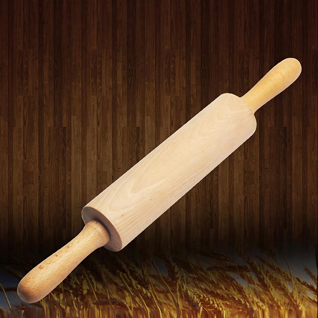 1pc Classic Wood Rolling Pin with Kneading Mat, Heavy for Baking Rolling Dough, Christmas Thanksgiving Mother's Day Baking Gift