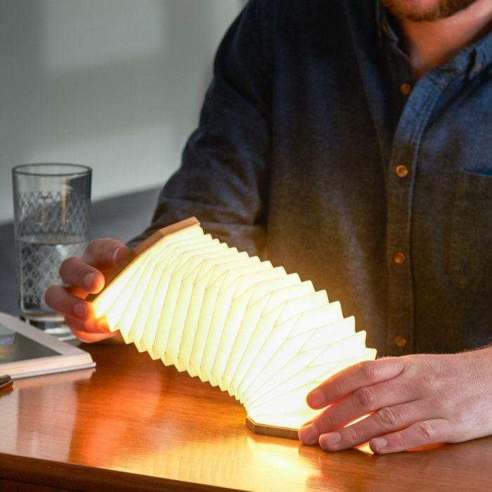 ACCORDION-Lampe à poser Bois H10cm noyer GINGKO H 10cm