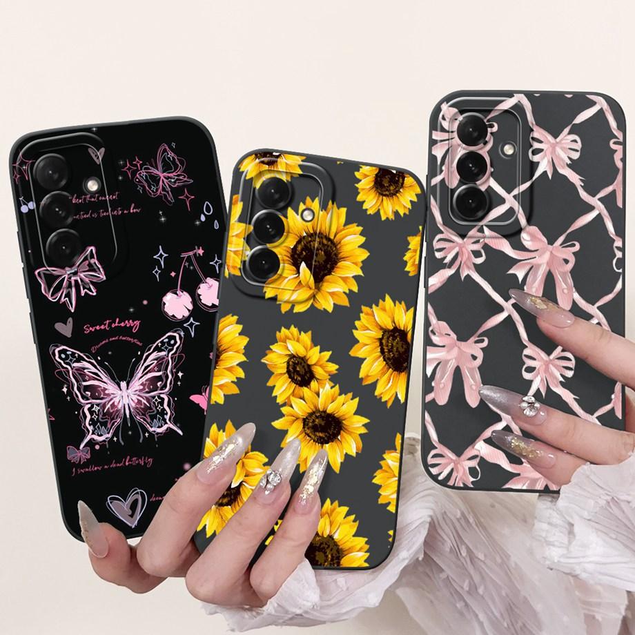 Чехол для телефона Samsung Galaxy A56 A36 A26 5G, мягкий матовый чехол из жидкого силикона, задняя крышка, рисунок 'Любовь Сердце', 'Цветочный Девичий', Fundas