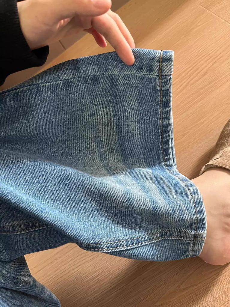 2025 American Style High-Waisted Medium Blue Wide-Leg Jeans - Women's Summer Slimming, Hip-Lifting & Flaw-Hiding.