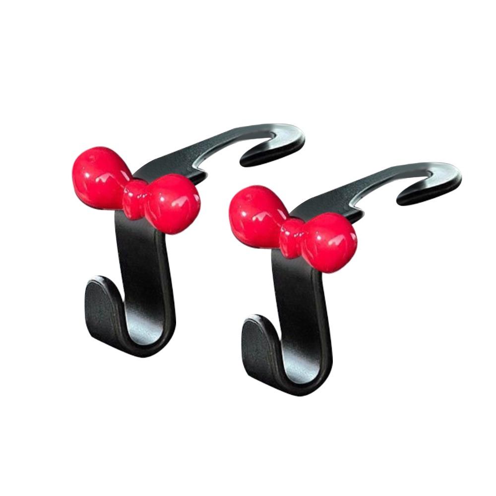 2Pcs Cartoon Dopamine Pink Bow Car Hook Plastic Multifunctional Car Seat Hanger Hooks Home Storage Hook Car