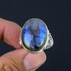 Натуральный синий огненный лабрадор, драгоценный камень, твердое серебро 925 пробы, массивное кольцо ручной работы, ювелирные изделия для женщин и девочек