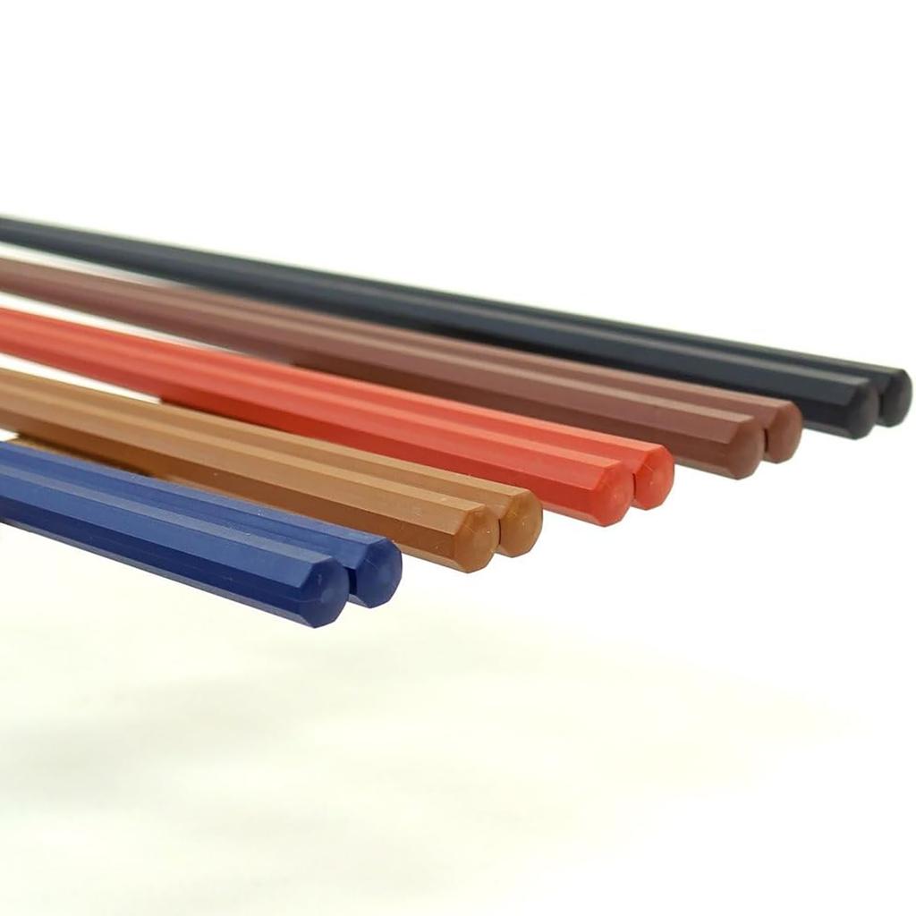 Sunlife Colorful Octagonal PBT Made In Dishwasher Set of 5 Chopsticks, Japan, Safe, 23cm,