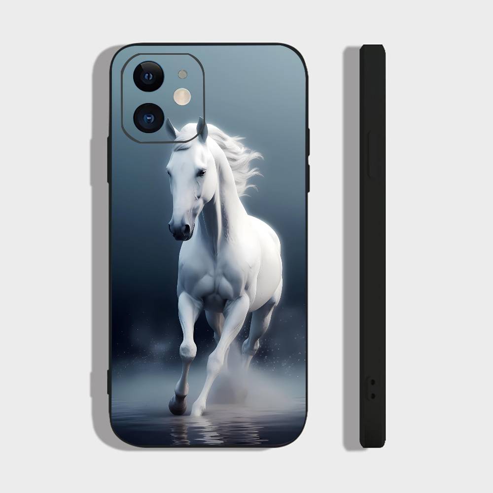 Животное Скачущая Лошадь Для IPhone 13,17,11,12,16,14,15,Plus,Pro Max Мягкий Силиконовый Черный Чехол Для Телефона
