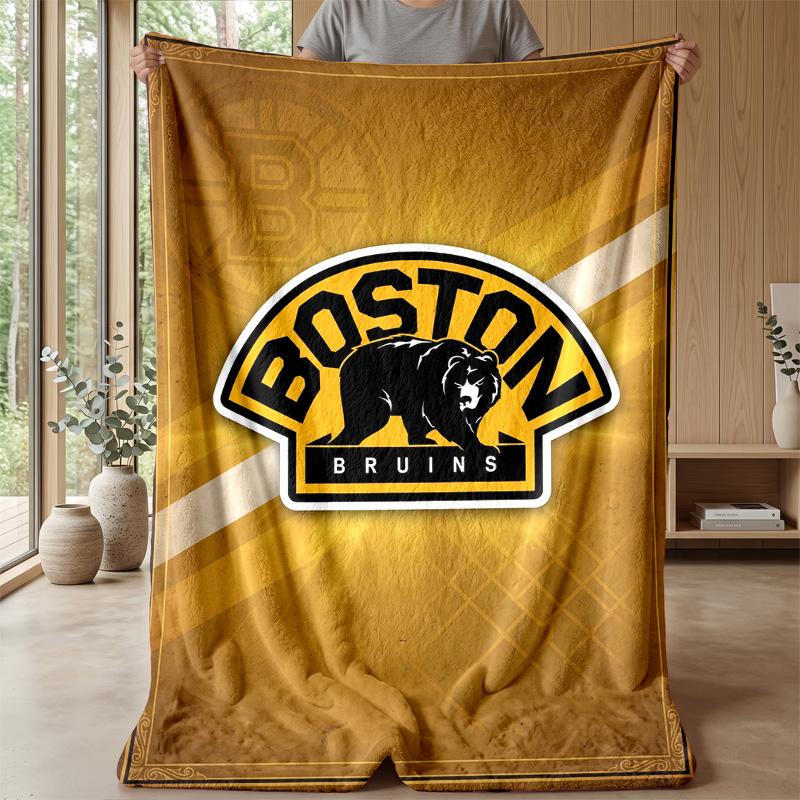 Фланелевое флисовое одеяло Boston Bruins Уютное теплое плед для дивана кровати путешествий Всесезонное использование