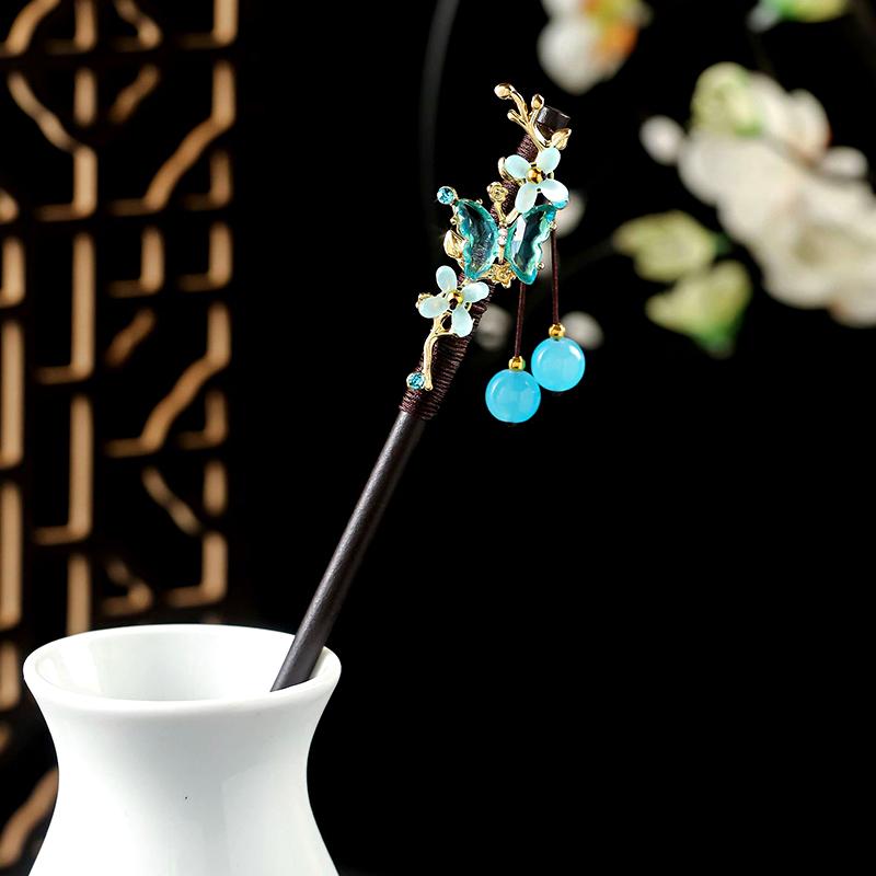 1PC Tassel Elegant Hair Accessories Pretty Ancient Style Classical Flower High-end Hairpin Exquisite Wooden