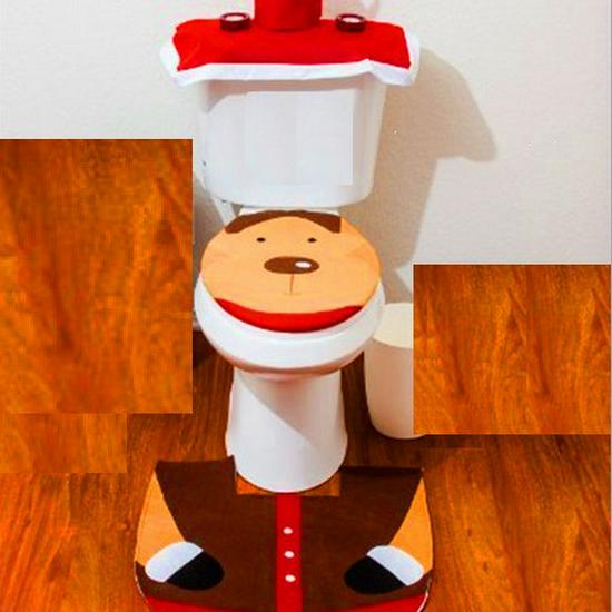 Santa Claus 3-Piece Toilet Set: Seat Cover, Foot Pad, Water Tank & Tissue Cover